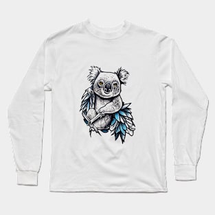 Koala Bear Wild Animal Nature Illustration Art Tattoo Long Sleeve T-Shirt